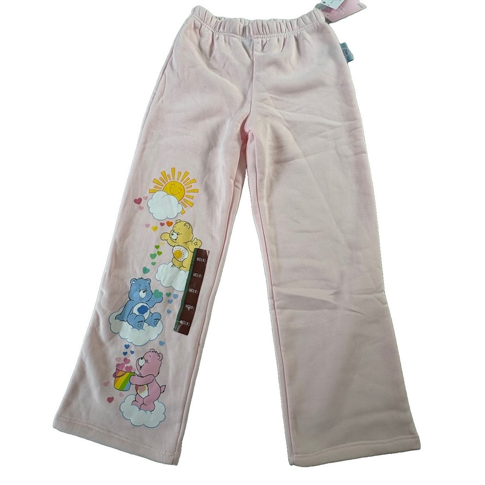 Care Bears Girls Sweatpants Pink Fleece Care Bears Graphic Pull On Size M(8) NWT
